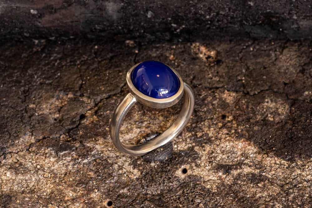 Ring - 925/-Silber, mit Blauachat