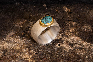 Ring - 925/-Silber, 900/-Gold mit Türkis