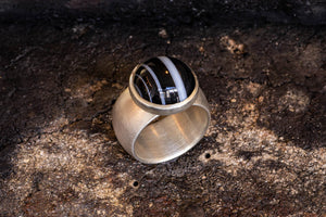 Ring - 925/-Silber mit Streifenachat