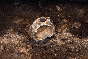 Ring - 925/-Silber, 900/-Gold mit  Saphir und Brillant